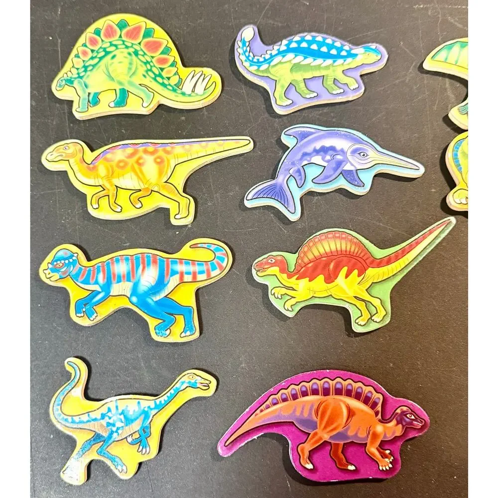 Melissa & Doug 14 Wooden Dinosaur Magnets set #3